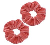 Topkids Accessories - Luxury Velvet Scrunchie Scrunchies Elastic Hair Band Ponytail Holders Hair Scrunchie Hair Bobbles Hair Accessories for Women, Ladies, Girls - Pack of 2 (Salmon Pink)