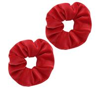 Topkids Accessories - Luxury Velvet Scrunchie Scrunchies Elastic Hair Band Ponytail Holders Hair Scrunchie Hair Bobbles Hair Accessories for Women, Ladies, Girls - Pack of 2 (Bright Red)