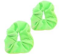 Topkids Accessories - Luxury Velvet Scrunchie Scrunchies Elastic Hair Band Ponytail Holders Hair Scrunchie Hair Bobbles Hair Accessories for Women, Ladies, Girls - Pack of 2 (Neon Green)