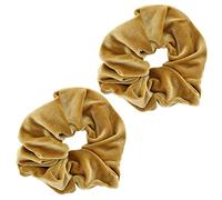Topkids Accessories - Luxury Velvet Scrunchie Scrunchies Elastic Hair Band Ponytail Holders Hair Scrunchie Hair Bobbles Hair Accessories for Women, Ladies, Girls - Pack of 2 (Gold)