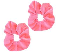 Topkids Accessories - Luxury Velvet Scrunchie Scrunchies Elastic Hair Band Ponytail Holders Hair Scrunchie Hair Bobbles Hair Accessories for Women, Ladies, Girls - Pack of 2 (Neon Fuchsia Pink)