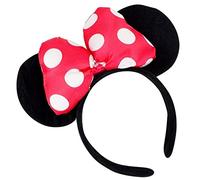 Topkids Accessories Mouse Ears Head band, Black mouse ears, Rat costume, Spotty Bow, Adult Mouse Ears, Mouse Ears Alice band for Adults and Kids, Mouse costume kids (Black w/Fuchsia Polka Dot Bow)