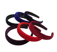 Topkids Accessories Wide Padded Headband, Hairband, Alice bands, Various Coloured Colourful Set, Retro 70's or 80's, Cosplay, Party Costume Headband, Kids, Unisex (6 Piece Velvet School Colours)