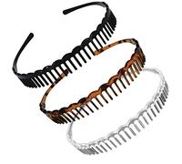 Topkids Accessories Zig Zag Shark Tooth Head Band Teeth Hair Band Alice Band Comb Headband Zigzag Hairband Wavy Grip Wave Gripper Saw Toothed Aliceband (3pc Black + Tort + Clear 2cm Teeth)