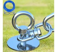 TOPKNOT 15FT Heavy Duty Stainless Steel Dog Tie Out Cable and Stake, 360 Swivel Dog Run, Rust Proof, Holds 2 Dogs Up to 200LBS, Ideal for Outdoor Camping and Yard Use