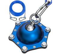 TOPKNOT 360° Swivel Dog Tie Out Stake and Leash, 20 Ft Nylon Leash, Heavy Duty Stainless Steel, Blue, for Medium Large Dogs Up to 100 lbs - Grass Yard, Camping Outdoor