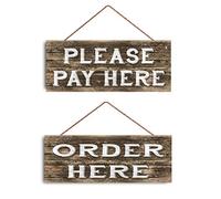 TOPlastt Please Pay Here Order Here Home Decor Bar Wall Decor Metal Sign 13x25cm 2pcs