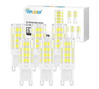 TopLeder G9 LED Bulbs - Cool White 5W, 450LM 6500K, Equivalent to 40W/50W Halogen, No Flicker, Non-Dimmable, AC 220-240V, 6 Pack