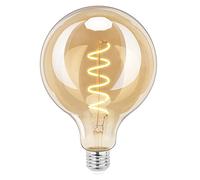 TopLeder Vintage Edison Light Bulb, E27 Edison Screw Bulb Dimmable, 6W Equivalent to 60W, 300LM LED Light, Warm White 2200K, Retro LED Bulb, G125 Large Globe Spiral Filament Bulb, Clear Amber Glass