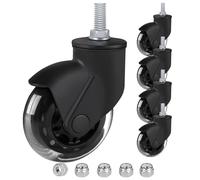 Toplimit 3" Office Chair Wheels Replacement with Threaded Stem 3/8"-16x1 Heavy Duty Set of 5, Screw in Rubber Caster Wheels, Desk Chair Casters, Safe for Wood Floor, Tile and Carpets with Nuts