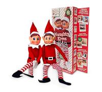 Topline 2 Poseable Elves Behaving Badly Toy Set for Children - Naughty Boy and Girl Christmas Elf Box - 2x12” Christmas Eve Box for Kids - Elf Accessories for Pranks, Surprises & Family Fun