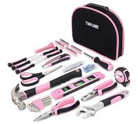 TOPLINE 208-Piece Ladies Pink Tool Set with Easy Carrying Round Pouch, Home Tool Kit for Women with Durable Materials and Soft Handles, Perfect for Gifts, DIY Projects and Home Improvement