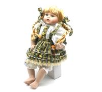 Topline Austria Handmade Porcelain Doll With Sliding Joints Checkered Girl