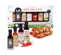 Topline BBQ Hot Sauce Gift Set - 7 Bold & Unique Airstream Chilli Sauces for Burgers, Wings, Tacos and More - Christmas Eve Gift Set Presents for Men and Women - Fun Spicy Christmas Stocking Fillers