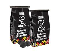 TOPLINE Big K Charcoal Grill BBQ Bundle - Pack of 2 x 5kg Barbecue Briquette Bag&300g Homefire Twizlers Wood Wool Firelighter with Card for Outdoor Barbeque Grill, Camping BBQs, Black, 51 x 26 (CB2)