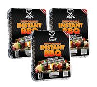 Topline BIG K Disposable Instant BBQ Tray - Pack of 3 All In One Barbecue Instant Light Charcoal Grill Trays with Topline Card. Ideal for Garden BBQs, Camping, Outdoor Parties and Picnics.
