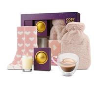 Topline Cosy Escape Gift for Her - Luxury and Sweet Hot Water Bottle Hamper for Women - Pamper Presents for Birthdays, Christmas & Any Occasion - Women’s Gift Set with Ultra-Soft Socks, Chocolate Bomb
