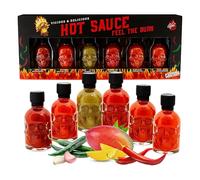 Topline Hot Sauce Gift Set - 6 Fiery Flavours Skull Spicy Chilli Sauce Heat Pack for for Spice Lovers, and BBQ - Christmas Eve Gift Set Presents for Men and Women - Fun Spicy Stocking Fillers