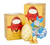 Topline Lindt Chocolate Easter Egg Hamper for Easter Gifts - Irresistibly Smooth Pack of 2 x 115g Milk Chocolate Egg with Mini Bunnies & Hanging Decoration. Great Chocolate Gift for Kids, Egg Hunt