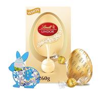 Topline Lindt Chocolates Easter Egg for Easter Gifts - Luxury White Chocolate Egg with Chocolate Truffles 260g Chocolates Gift Box with Topline Wooden Decoration for Womens Gifts, Egg Hunt