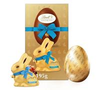 Topline Lindt Chocolates Easter Egg Hamper - Milk Chocolate Egg with Salted Caramel Gold Bunny 195g. Chocolate Gift for Easter Gifts, Hamper, Kids Easter Egg Hunt with Topline Easter Decoration