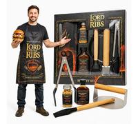 Topline Lord of the Ribs BBQ Gift Set - BBQ Grill Tools, Rub & Sauce Set with Apron - Barbeque Accessories for BBQ Lovers - Great Fathers Day, Birthday Gifts for Men, Dad Gifts