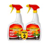 Topline Rapid Weed Control Ready to Use Spray - Pack of 2 x 1L Extra Strong Glyphosate Free - Visible Results in 3 Hours - Replant in 3 Days - Fast Acting Spray Bottle for Gardens, Paths & Patios