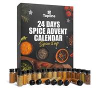 Topline Spice Advent Calendar 2025-24 Seasoning Mixed Herbs and Spices Advent Calendar for Chefs, Foodies, Men & Women - 24 Jars of Herbs Culinary Christmas Hamper Gift - Xmas Countdown Present