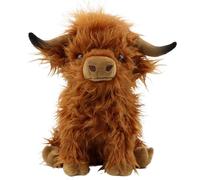 TOPLITHE Cute Highland Cows Plush, Lifelike Highland Calf Stuffed Animals Soft Farm Cattle Plushie Gift for Kids Christmas Halloween