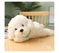 TOPLITHE Teddy Dog Plush, Simulation Puppy Stuffed Animals Furry Huggable Plushie Pillow Gift for Boys Girls Home Decor(White,27CM/10IN)