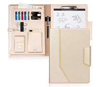 Toplive Padfolio Portfolio Case, Executive Business Padfolio with Document Sleeve, Letter/A4 Size Clipboard, Business Card Holders, Portfolio for Women & Men, Matte Gold