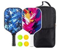 Toplive Pickleball Paddle Set of 2, Fiberglass Rackets, 4 Balls & Carry Bag, Gift for All Ages & Skill Levels