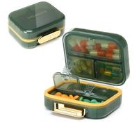 Toplive Weekly Pill Box, Portable Daily Pill Organiser, Small Travel Tablet Organiser with 7 Copartments to Hold Vitamins, Medicines, Pills,Cod Liver Oil,Supplements and Medication for Travel Work