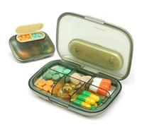 Toplive Weekly Pill Organiser Box - with a Magnetic Avoid Light Mini Pill case 7-Day Weekly Travel Pill Organizer Portable Pocket Hold Vitamins, Cod Liver Oil, Supplements and Medication-Green