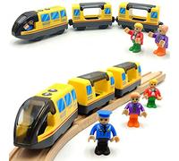 TOPLIVING Battery Operated Action Locomotive Train Set for Wooden Tracks, (Magnetic)-Compatible with Thomas The Train Toys, Brio Tram Set for Toddlers 3-5 and up, Stocking Stuffers for Kids (No Track)