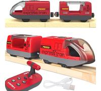 TOPLIVING Train Toy Remote Control Train, Battery Operated Locomotive Train for Wooden Track, Motorized Train (Magnetic Connection) Compatible with Thomas, Brio, Chuggington