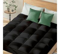 Topllen King Mattress Topper for Back Pain Relief, Extra Thick Pillow Top Plush Mattress Pad with Deep Pocket, Soft Pillowtop King Size Bed Toppers Filled Fluffy Down Alternative, Black