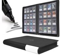 Toploader Binder 16 Pocket - Fits 640 Cards, Premium 4x4 Ringless Card Binder with Sleeves Compatible with 3"X4" Top Loaders(Model A,Classic Black)