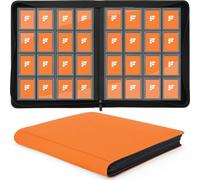 Toploader Binder,16 Pocket Top Loader Binders for 3" x 4" Rigid Cards,Toploader Card Binder for Hard Plastic Top Loaders,Holds 640 Top Loaders(Orange)