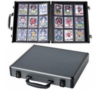 Toploader Binder for Trading Cards, Hard Cases, Holds 180 Toploaders, 9 Pocket Sleeves for 3" x 4" Cards (Gray)