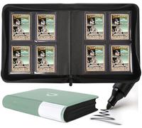 Toploader Binder, Holds 128 Top Loaders - 4 Pocket Top Loader Binder for 3" x 4" Rigid Card Holders for Trading Cards or Sports Cards, Model A - Asakusa Green