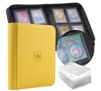 Toploader Binder, Holds 160 Toploaders, 100 Toploaders INCLUDED, 4-Pocket PU Cover Top Loader Binder for 3" x 4" Rigid Toploaders, Ringless Double-Sided Toploader Card Binder for TCG, Sport Cards