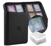 Toploader Binder, Holds 160 Toploaders, 100 Toploaders INCLUDED, 4-Pocket PU Cover Top Loader Binder for 3" x 4" Rigid Toploaders, Ringless Double-Sided Toploader Card Binder for TCG, Sport Cards