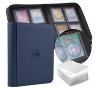 Toploader Binder, Holds 160 Toploaders, 100 Toploaders INCLUDED, 4-Pocket PU Cover Top Loader Binder for 3" x 4" Rigid Toploaders, Ringless Double-Sided Toploader Card Binder for TCG, Sport Cards