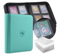 Toploader Binder, Holds 160 Toploaders, 100 Toploaders INCLUDED, 4-Pocket PU Cover Top Loader Binder for 3" x 4" Rigid Toploaders, Ringless Double-Sided Toploader Card Binder for TCG, Sport Cards