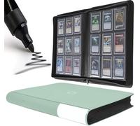 Toploader Binder - Holds 288 Toploaders, 9 Pocket Top Loader Binder for Cards Compatible with 3"x4" Top Loaders(Model A,Asakusa Green)