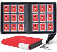 Toploader Binder - Holds 288 Toploaders, 9 Pocket Top Loader Binder for Cards Compatible with 3"x4" Top Loaders（Model A，Classic Red）