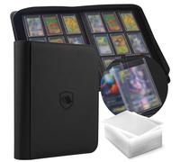 Toploader Binder, Holds 360 Toploaders, 100 Toploaders INCLUDED, 9-Pocket PU Cover Top Loader Binder for 3" x 4" Rigid Toploaders, Ringless Double-Sided Toploader Card Binder for TCG, Sport Cards