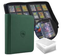 Toploader Binder, Holds 360 Toploaders, 100 Toploaders INCLUDED, 9-Pocket PU Cover Top Loader Binder for 3" x 4" Rigid Toploaders, Ringless Double-Sided Toploader Card Binder for TCG, Sport Cards