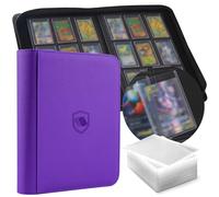 Toploader Binder, Holds 360 Toploaders, 100 Toploaders INCLUDED, 9-Pocket PU Cover Top Loader Binder for 3" x 4" Rigid Toploaders, Ringless Double-Sided Toploader Card Binder for TCG, Sport Cards